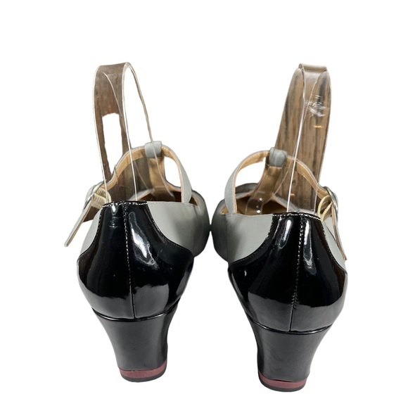 Oh! Healthy Heels Gray patent Leather Black mary Jane heels womens Shoes Size 8 - Picture 8 of 15